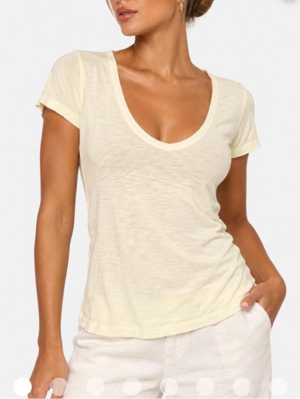 JAMES PERSE SCOOP NECK SHORT SLEEVE  TEE SIZE 1 SMALL PALE YELLOW CREAM